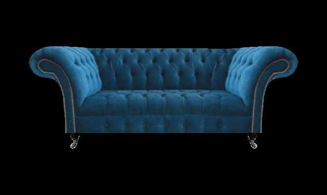 Blaue Chesterfield Luxus Couch Wohnzimmer Textilsitzer Edler Dreisitzer