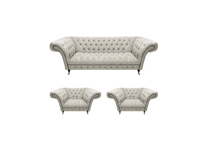 Luxuriöse Chesterfield Möbel Designer 2x Lehnsessel Moderner Dreisitzer