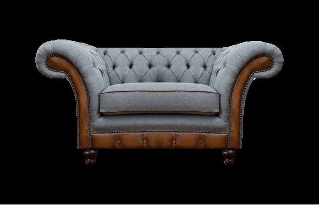 Chesterfield Hellgrauer Lehnsessel Designer Stoffsessel Textil Möbel