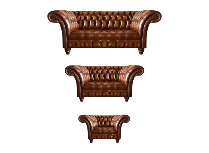 Hochwertige Chesterfield Garnitur Couchgarnitur 2x Sofas Polster Sessel