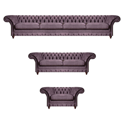 Chesterfield Lila Garnitur Komplettes Sofa Set Moderne Sitzmöbel 3tlg