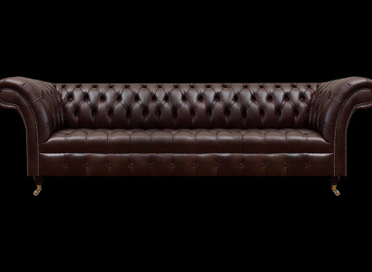 Braune Chesterfield Kunstleder Couch Modernes Sofa Viersitzer Sitzmöbel