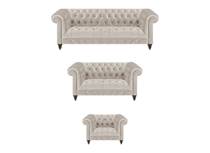 Moderne Chesterfield Weiße Sofagarnitur Edle Polstersofas Sessel 3tlg