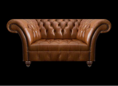 Brauner Chesterfield Leder Zweisitzer Designer Kunstleder 2-Sitzer Sofa