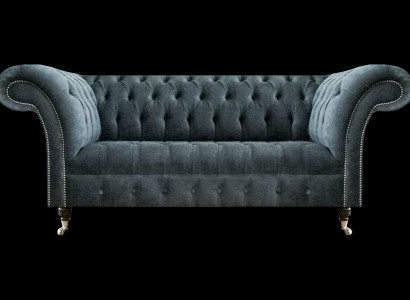 Grauer Luxuriöser Chesterfield Dreisitzer Edle Designer Polstercouchen