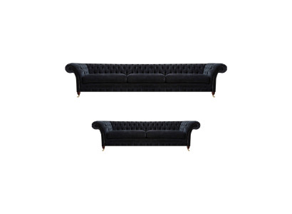 Schwarze Chesterfield Polstercouchen Designer Wohnzimmer Textil Sofas