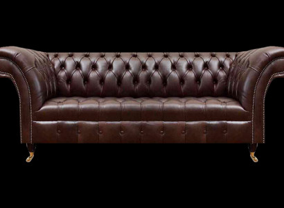 Braune Chesterfield Kunstleder Couch Designer Sitzsofa Wohnzimmer Möbel