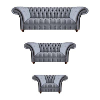 Chesterfield Edle Textilgarnitur Designer 3-Sitzer Zweisitzer Lehnsessel