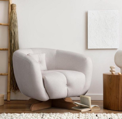 Weißer Luxus Sessel Designer Wohnzimmer Einsitzer Textil Edler 1-Sitzer
