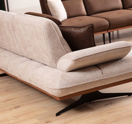 Weiß-Braune Couchgarnitur Designer Viersitzer Luxus Polster 3-Sitzer