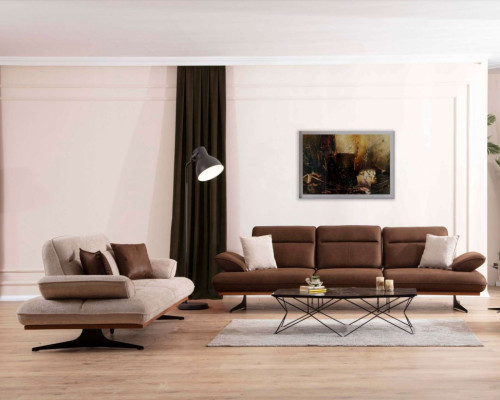 Weiß-Braune Couchgarnitur Designer Viersitzer Luxus Polster 3-Sitzer