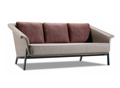 Graues Polstersofa Designer Textilcouch Wohnzimmer Dreisitzer Möbel