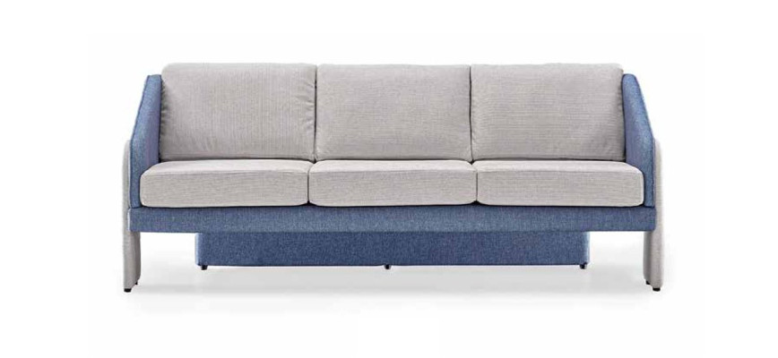 Grau-Blaue Wohnzimmer Designer Sitzmöbel 3-Sitzer Lehnsessel 2tlg Set