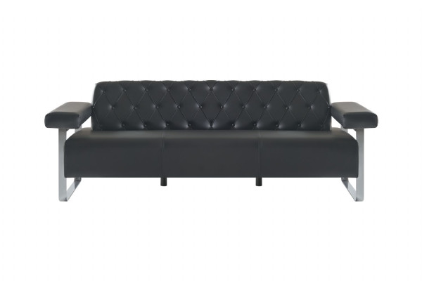 Schwarz Modern Stil Chestefield Design Büro 4tlg Set Sofagrnituren