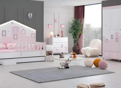 Bett Kinderbett Holzbett Funktionsbett Ausziehbares Holz Mehrfarbig Neu