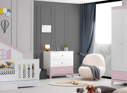 Jugendzimmer Stilvolle Kinderbett  Kleiderschrank  Kinderzimmer Möbel 2tlg Set