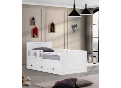 Modern Kinderbett Weiß Bett Kinderzimmer Kinderzimmermöbel Helles Holz