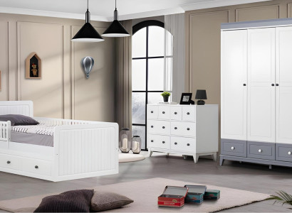 Komplette Bett Kindermöbel Kinderbett Kinderzimmer Holz Mehrfarbig Set