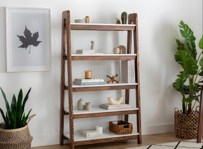 Braun-Weißer Bücherregal Wohnzimmer Designer Holz Regale Edle Möbel