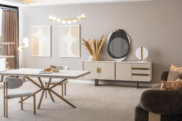 Hellbeige Anrichte Designer Esszimmer Möbel Luxuriöse Kommode Holzmöbel