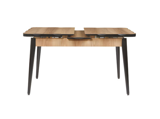 Schwarz-Brauner Esstisch Rechteckiger Esszimmer Tisch Holz Tischplatte