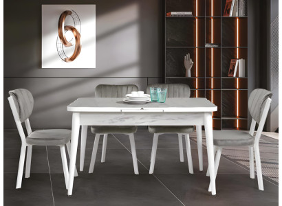 Weißer Exklusiver Esstisch Esszimmer Designer Holz Ausziehbbare Platte
