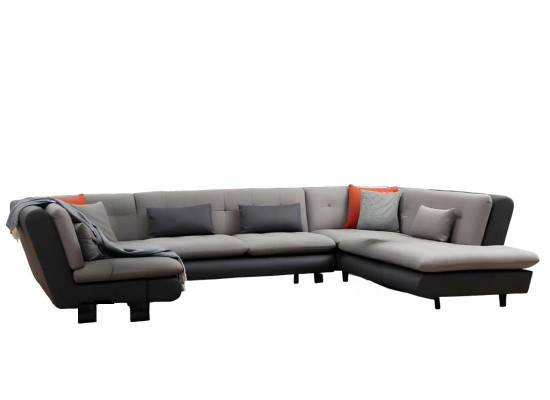 Ecksofa U-Form Wohnzimmer Textil Material mit Kissen Modern Design Stil