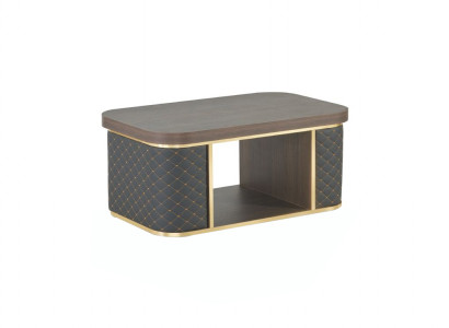 Couchtisch Braun Schwarz Zweifarbig mit Regal Modern Design Rechteckig