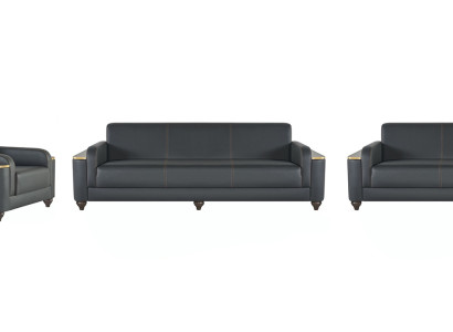 Schwarz-Graue Designer Sitzgarnitur 2x Dreisitzer 2x Sessel 4tlg Set
