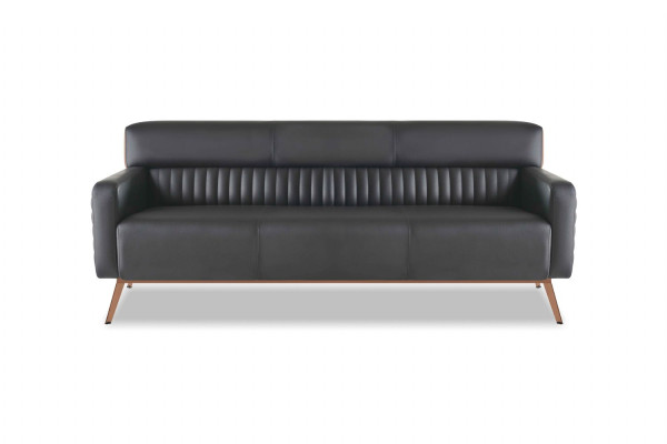 Arbeitszimmer 3-Sitzer Sofa Schwarz Einfarbig Modern Design Wohnzimmer