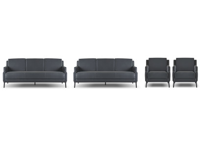 Arbeitszimmer-Set 4tlg 2x 3-Sitzer 2x Sessel Dunkelgrau Einfarbig Modern