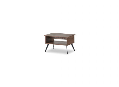 Couchtisch Braun mit Regal Rechteckig Form Einfarbig Stil Arbeitszimmer