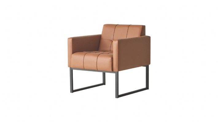 Sessel Braun Einfarbig Arbeitszimmer Modern Design 1-Sitzer Edelstahl