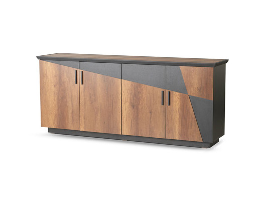 Sideboard Aktenschrank mit 4 Türen Braun / Grau Zweifarbig Modern Stil