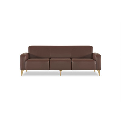 Arbeitszimmer-Set 3-Sitzer 2-Sitzer 2x Sessel Braun Einfarbig Modern
