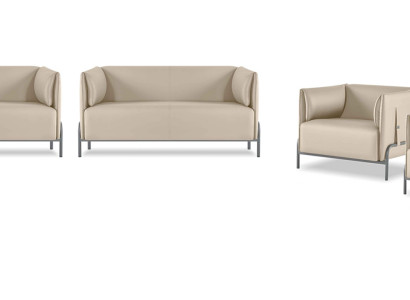 Arbeitszimmer-Set 4tlg Beige 2x 2-Sitzer 2x Sessel Einfarbig Wohnzimmer