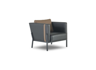 Schwarzer Ledersessel Arbeitszimmer Designer Einsitzer Leder Sitzmöbel