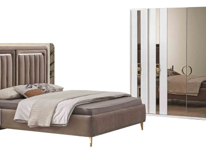 Beige Schlafzimmer Garnitur Edles Doppelbett Nachttische Kleiderschrank