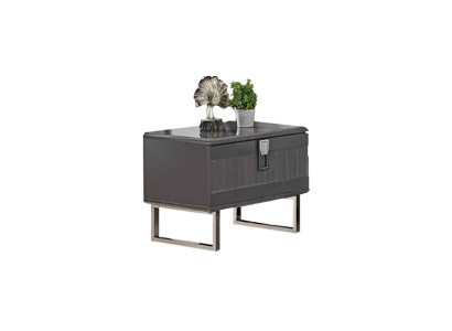 Grauer Designer Nachttisch Schlafzimmer Luxuriöse Holz Nachtkästchen