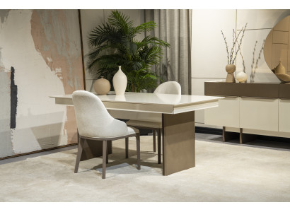 Designer Küchenmöbel Luxuriöser Esstisch Designer Textil Lehnstühle 5tlg