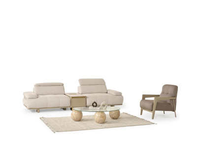 Hellgraue Wohnzimmer Designer Sofas Viersitzer Polster Sessel 2tlg Set