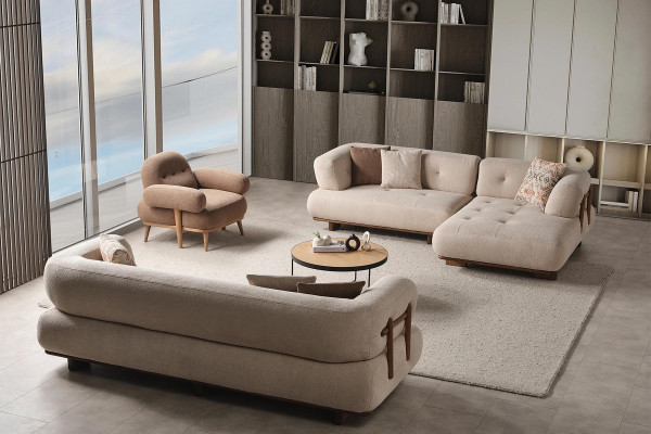 Stilvolle Sofagarnitur Wohnzimmermöbel Luxus Sofa L Form Sessel Couch