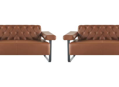 Braun Chesterfield Ledersofas Edelstahl Original Modern 2-Sitzer Knopf