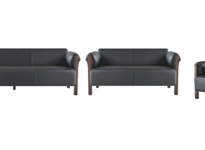 Sofagarnituren Sofa-Set Ledersofa 3-Sitzer 2-Sitzer Sessel Holz Couch
