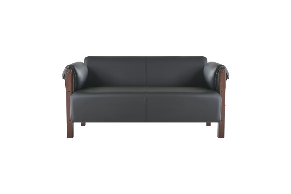 Ledersofas Couch 2-Sitzer Sofas Sofas Sessel Schwarz Modern Leder Holz