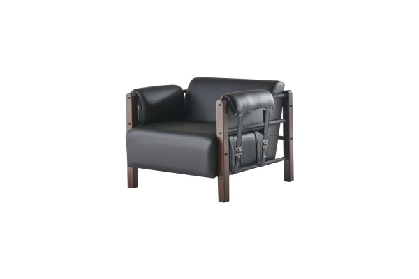 Ledersofas Couch 2-Sitzer Sofas Sofas Sessel Schwarz Modern Leder Holz