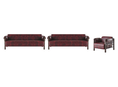 Sitzmöbel-Set 3-Sitzer Sessel Leder Weiche Holz Ledersofas Modern Sofas