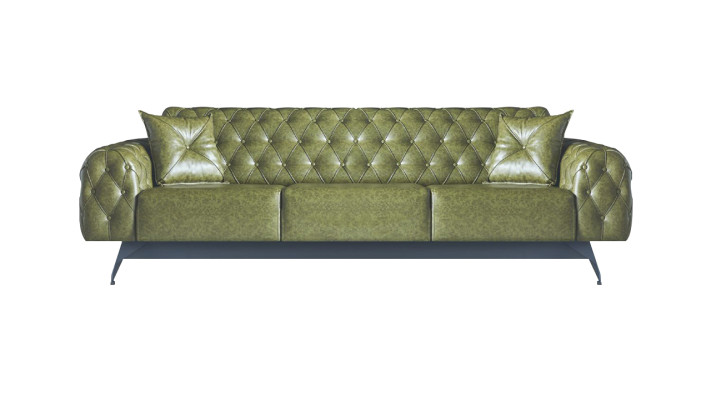 Ledersofas 3-Sitzer 2-Sitzer Chesterfield Grün Einfarbig Klassisch Sofas