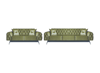 Ledersofas 3-Sitzer 2-Sitzer Chesterfield Grün Einfarbig Klassisch Sofas