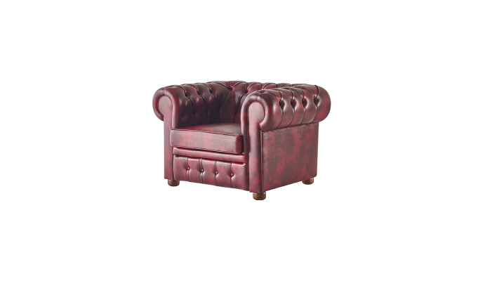 Ledersofas Chesterfield Sofas 2-Sitzer Sessel Bordeaux Klassisch Leder